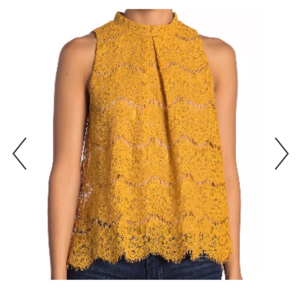 Love Fire Yellow Lace Sleeveless Top